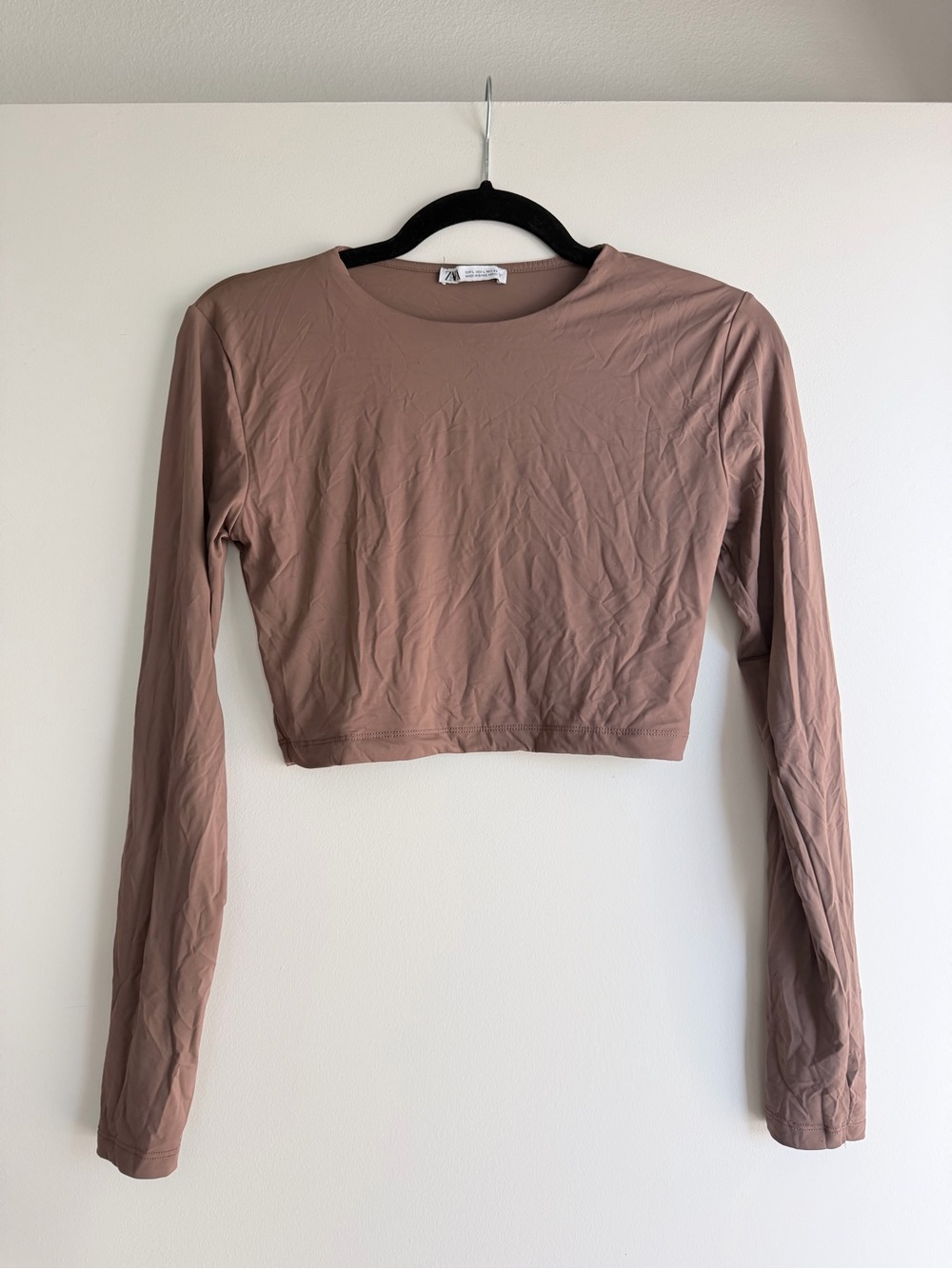 ZARA Polyamide Taupe Crop Top